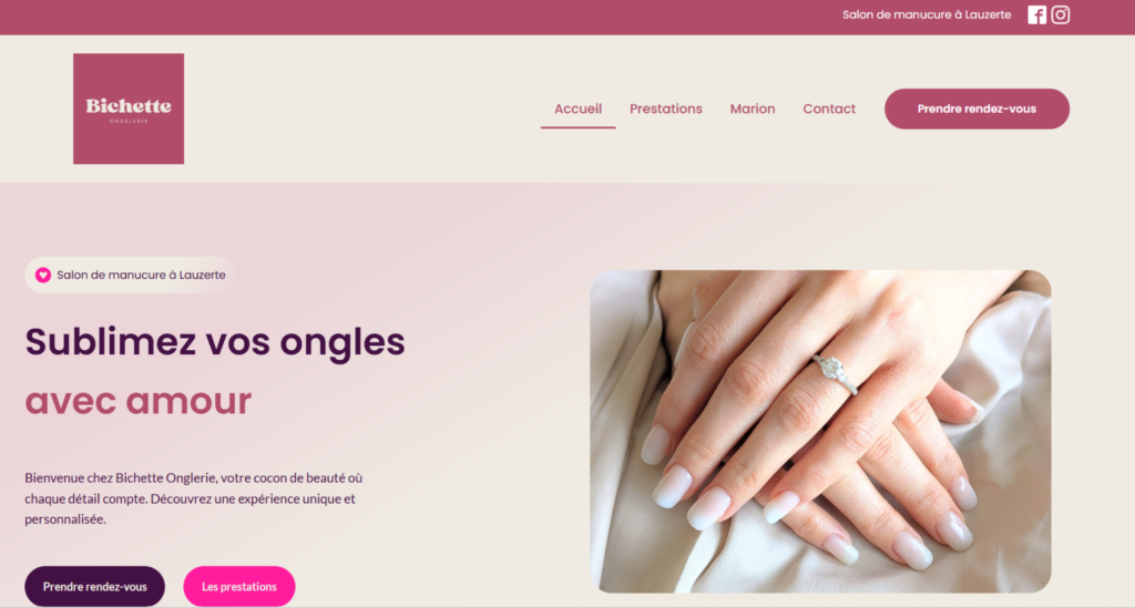 Image de la page d'accueil de Bichette Onglerie